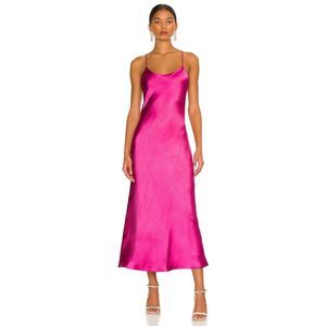 NEW Size XS Line & Dot Makena Midi Dress in Magenta REVOLVE MSRP $109